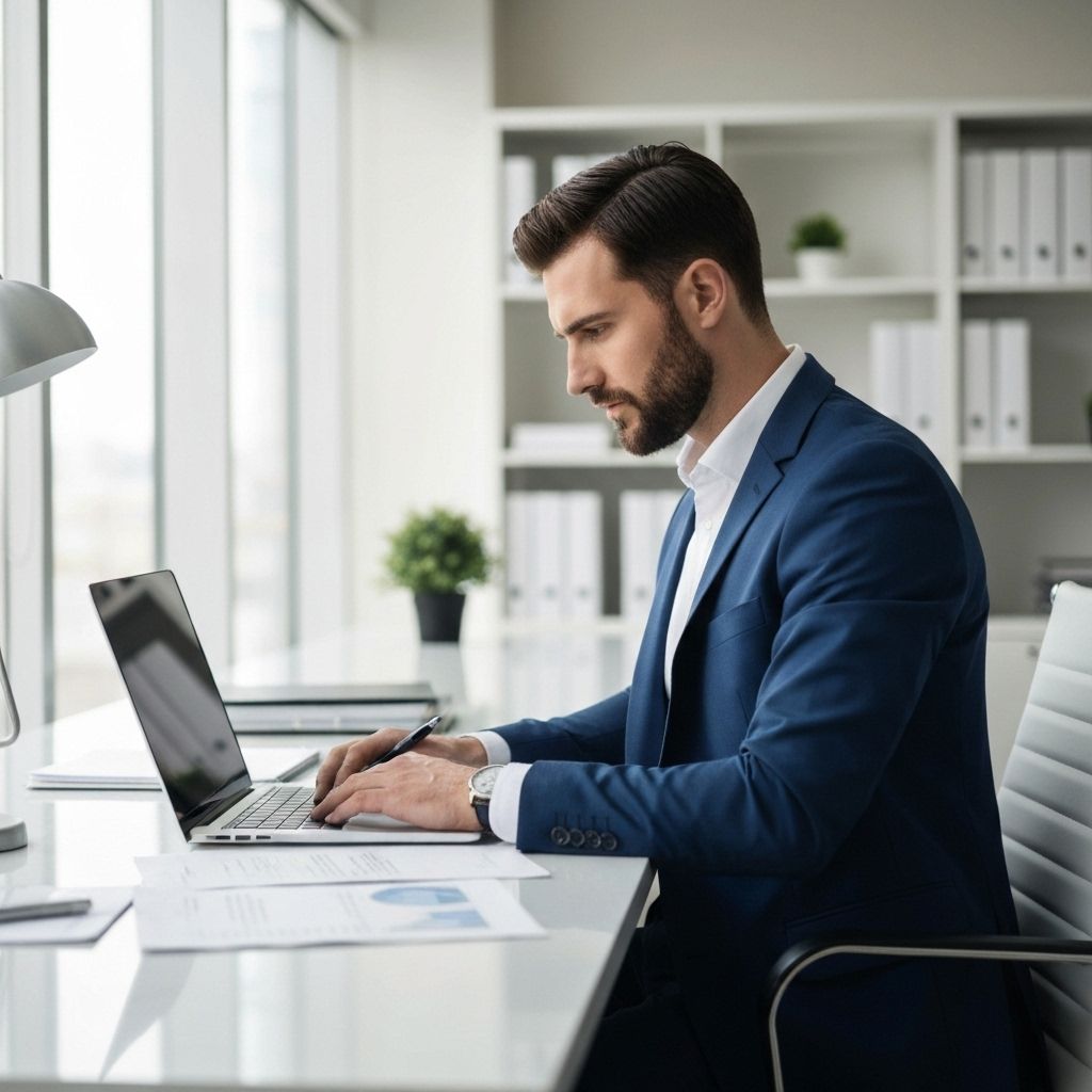 Mark, accountant in office